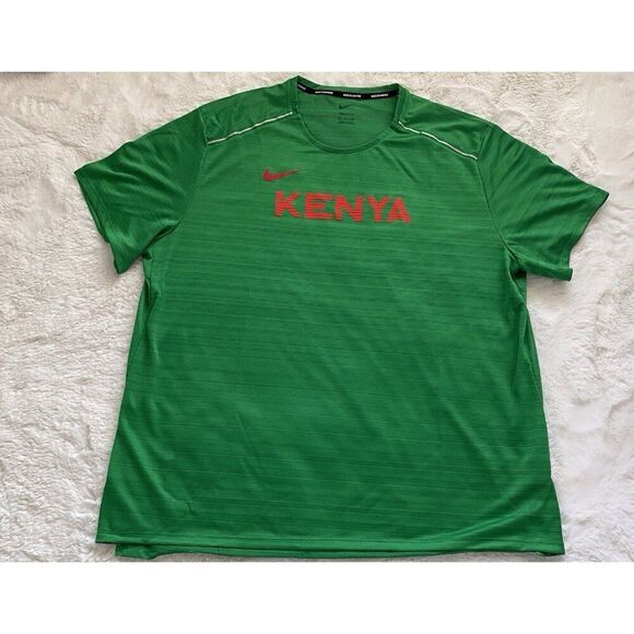 Nike Dri Fit KENYA TEAM ISSUED RUNNING Shirt Green CT0105-320 Men's 2XL NO TAGS - Picture 1 of 14